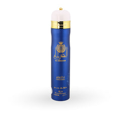 Blue air freshener with gold accents on a white background