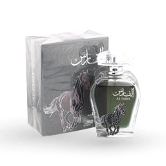Al Faris 100ml Eau de Parfum by Arabiyat with crystal bottle and galloping horse design