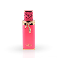 Pink vulcan lighter with gold accents and 'Vulcan' branding on a white background