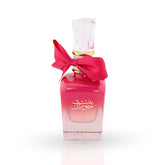 Bint Hooran Rose Passion perfume bottle in gradient pink with crystal cap and red bow