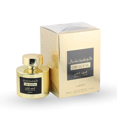 Confidential Private Gold Lattafa perfume bottle 100ml gold packaging