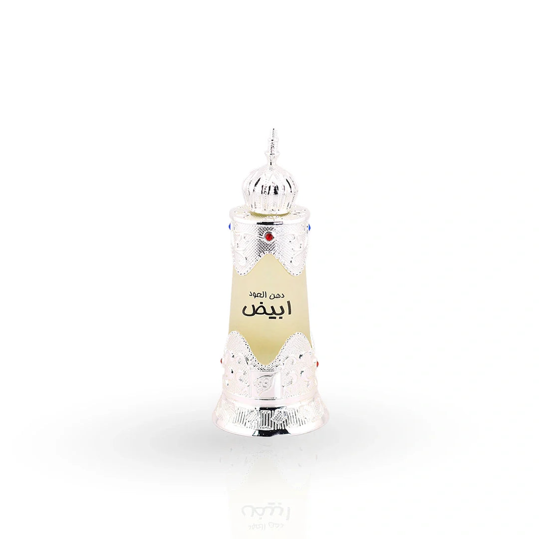 Afnan Dehn Al Oudh Abiyad perfume oil bottle and box
