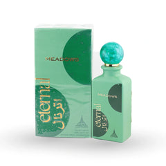 Eternal Meadows mint green bottle with emerald stone cap and packaging