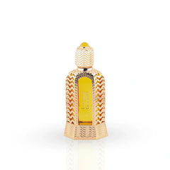 Ganima golden perfume oil bottle with geometric patterns by Naseem