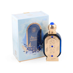 Nawal Perfume Oil 20ml ornate gold bottle with blue accents by Naseem