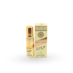 Oud Mood 10ml golden perfume oil roll-on bottle with ornate packaging by Lattafa