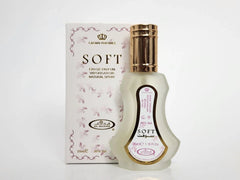 Soft 35ml Eau de Parfum by Al-Rehab with frosted bottle and pink packaging