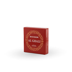 Red box of Bakhoor Al Ghali on a white background
