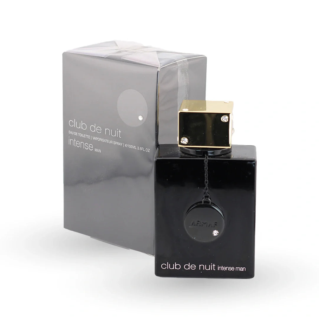 Armaf Club de Nuit Intense Man Eau de Toilette 105ml bottle with its box – fragrance, notes of rose, patchouli and black currant
