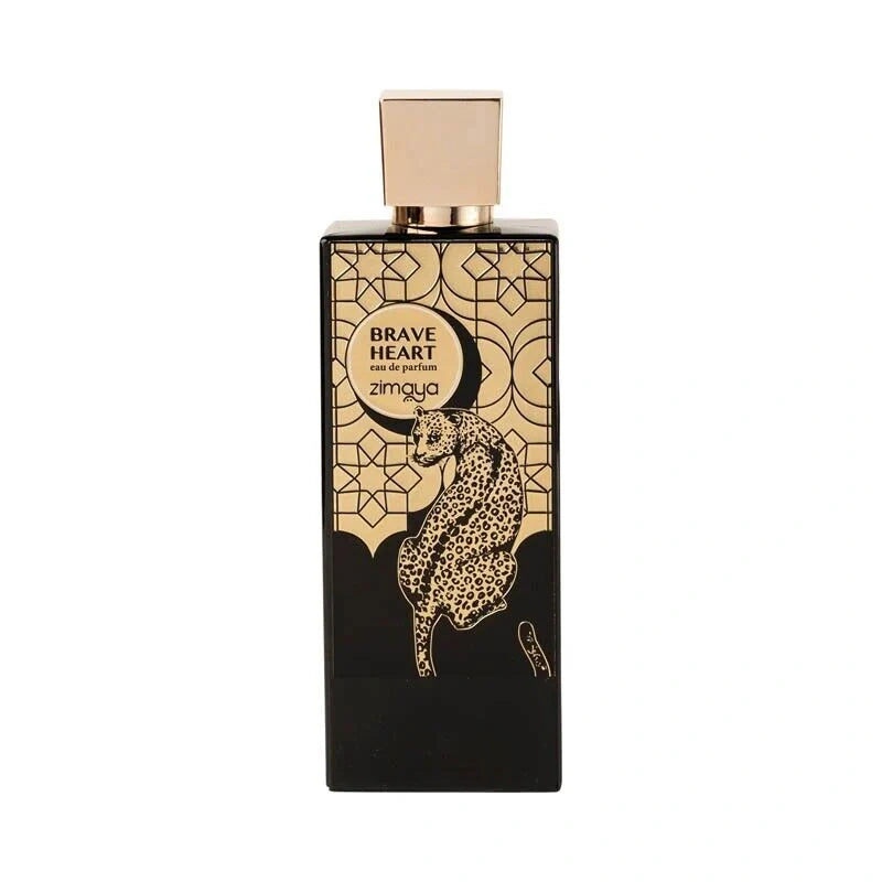 Brave Heart Zimaya bottle with leopard design and geometric patterns