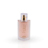 Perfume bottle with gold cap on a white background