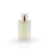 Perfume bottle with gold cap on a white background