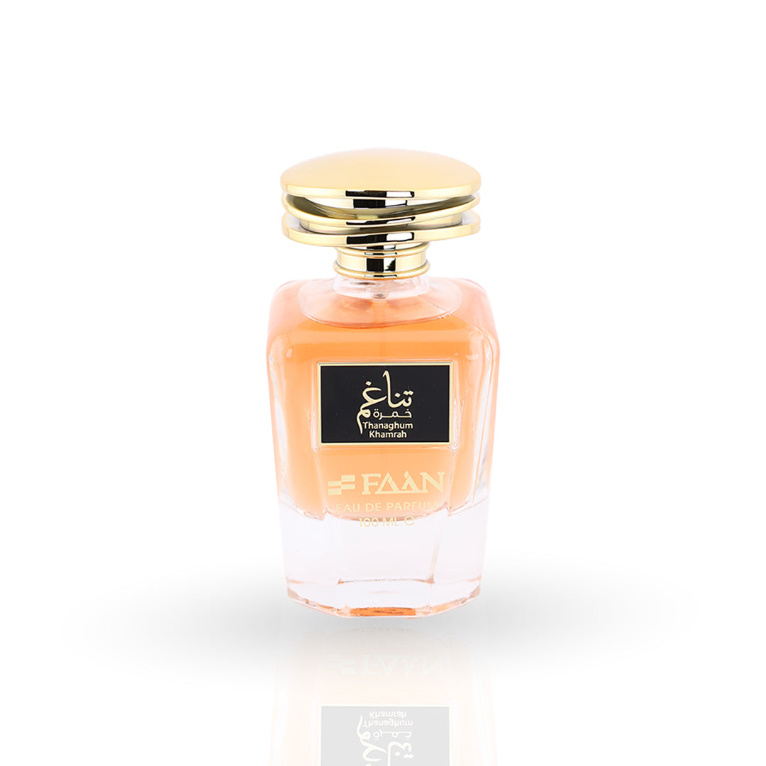 Faan Tanaghum Khamrah Eau de Parfum 100ml bottle – unisex perfume, notes of ambergris, freesia, aldehydes and suede