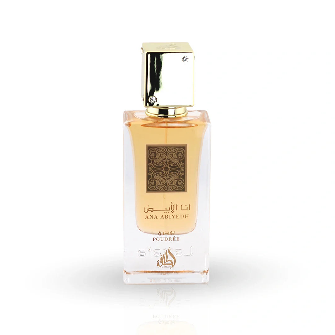 Lattafa Ana Abiyedh Poudree Eau de Parfum 100ml bottle – unisex perfume, notes of tonka bean, jasmine and cedarwood