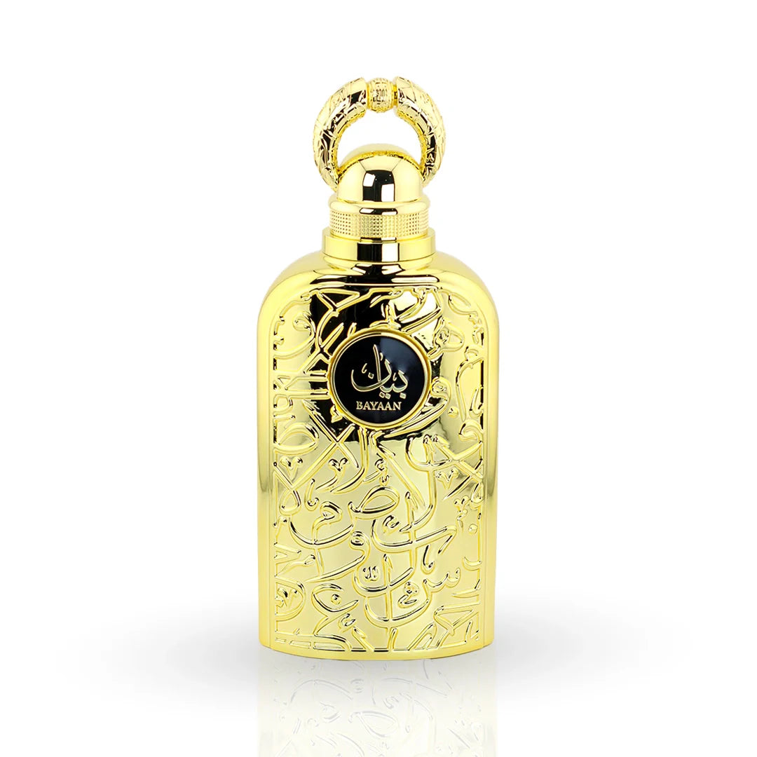 Lattafa Bayaan Eau de Parfum 100ml bottle – unisex floral fruity gourmand perfume, notes of cardamom, oud and cinnamon