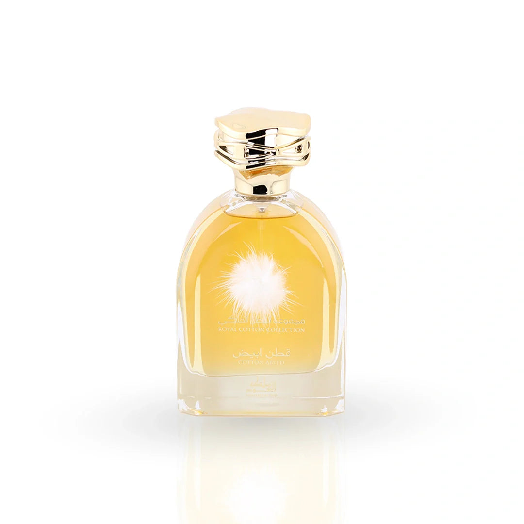 Mamlakat Al Oud Cotton Abyed Eau de Parfum 100ml bottle – unisex perfume, notes of plum, orris, vanilla and musk