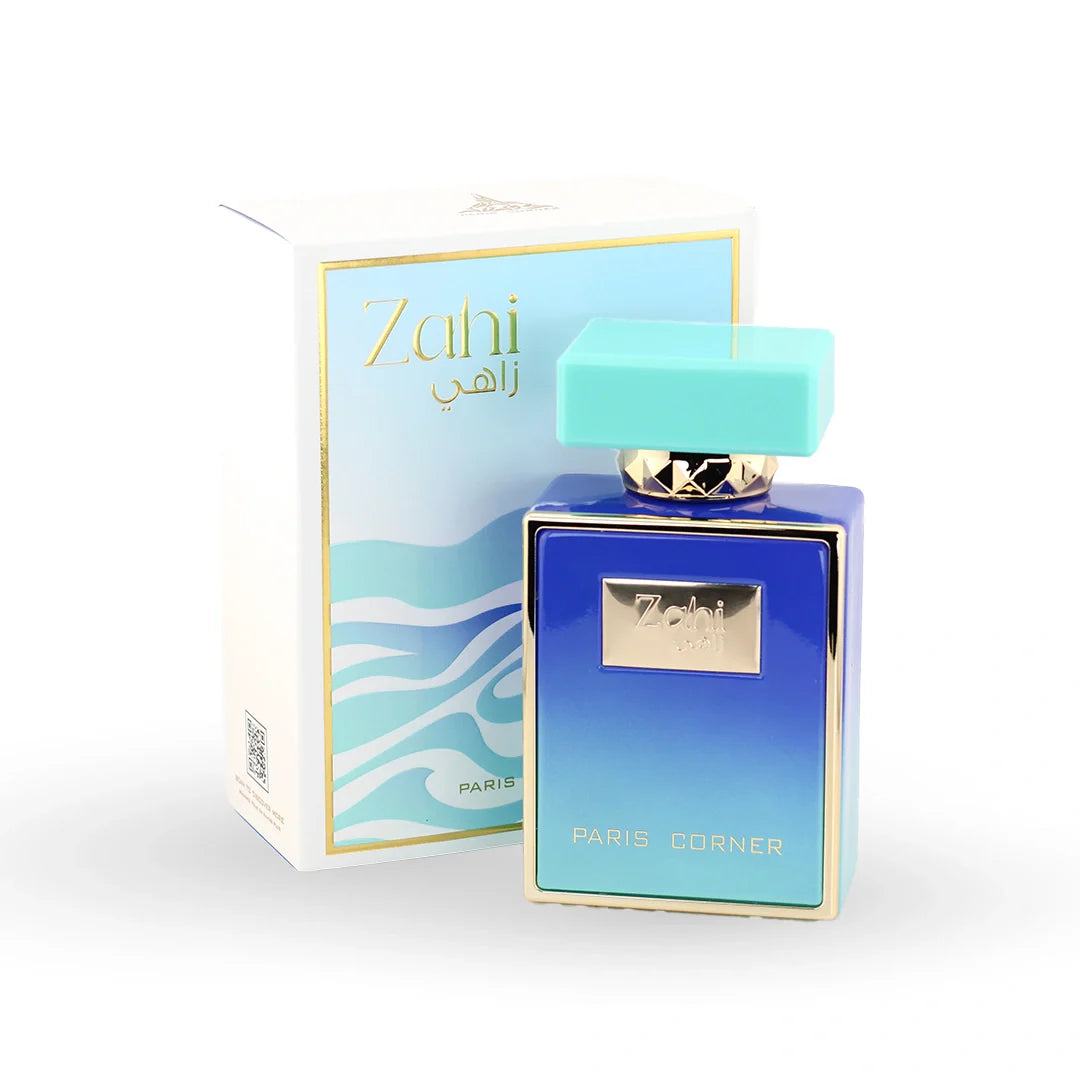 Paris Corner Zahi Eau de Parfum bottle with its box – unisex perfume, notes of dry wood, pear and vanilla