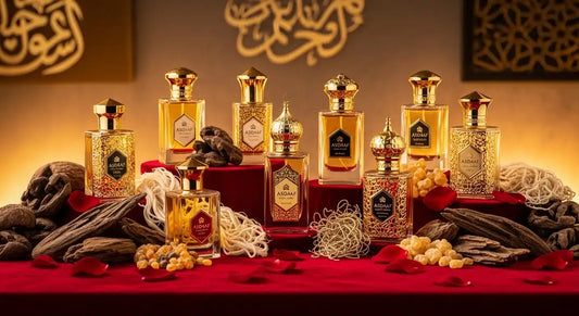 Asdaaf Perfumes showcasing authentic Arabian fragrances with rich oud, musk, and floral notes.