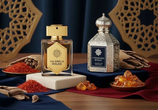 Luxury perfume bottle representing a royal, majestic fragrance