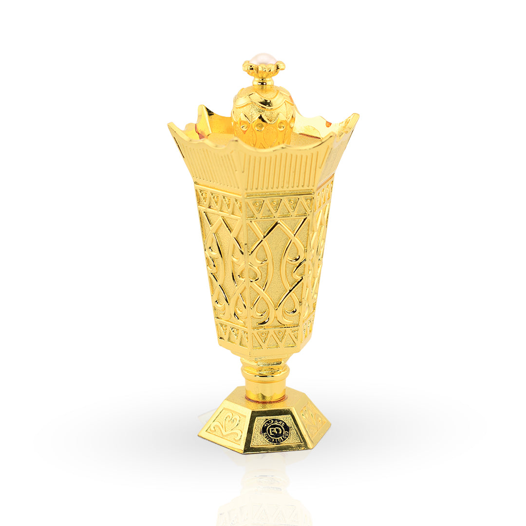 Banafa for Oud gold bakhoor burner on a white background