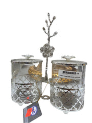 2-Pack Glass Bottles with Covers & Holder-My Store