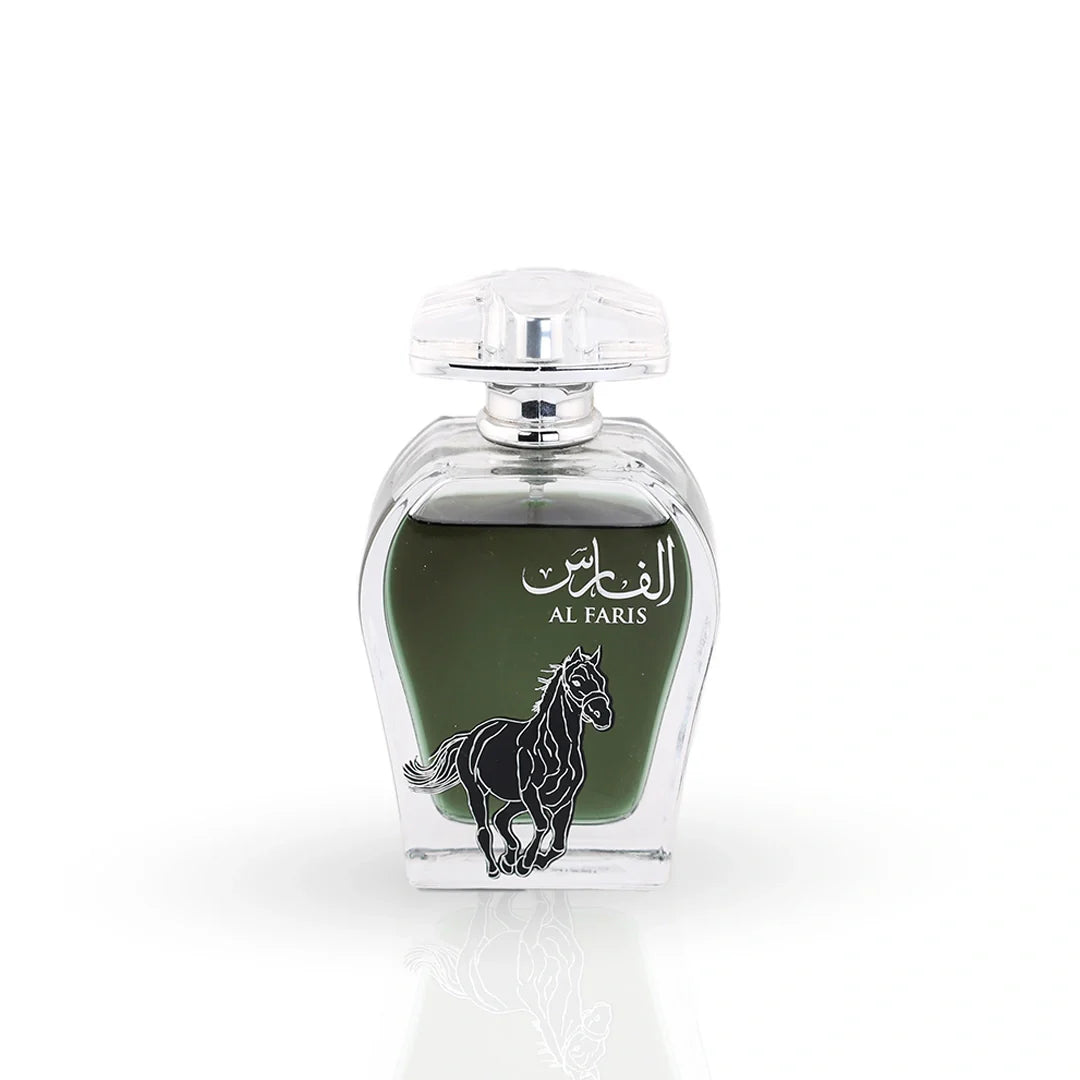 Al Faris 100ml Eau de Parfum by Arabiyat with crystal bottle and galloping horse design