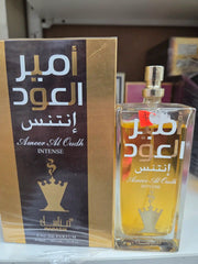 Ameer Al Oudh Intense perfume 100ml with black and gold packaging by Mahasik