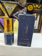 Balsam roll-on perfume oil bottle with blue packaging box