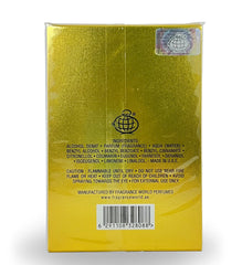 Barakkat Ambre Eve perfume bottle 100ml with golden amber liquid and elegant square design