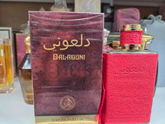 Dalaauni 100ml red embossed perfume bottle with golden cap