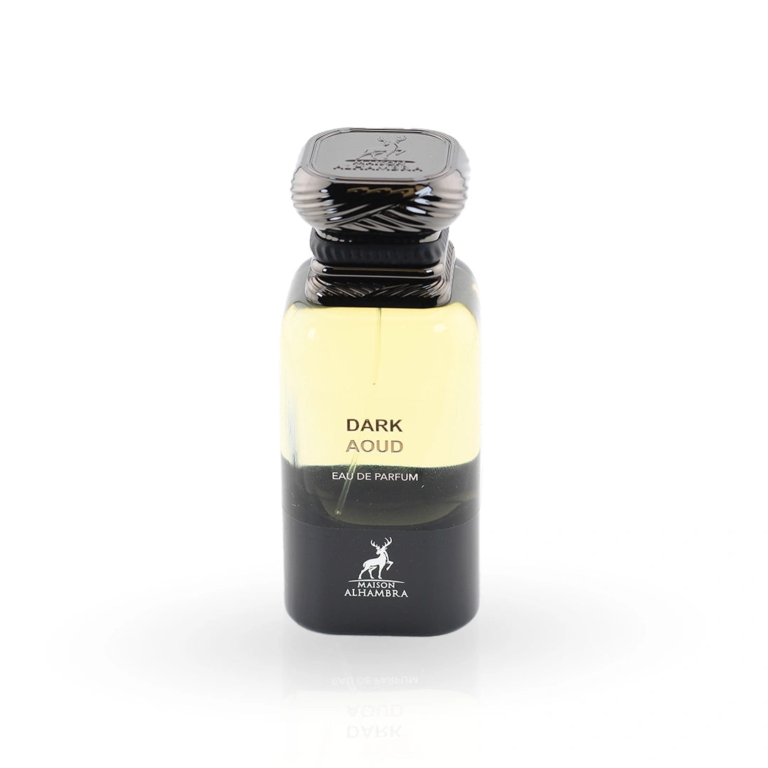 Dark Aoud perfume 80ml black gradient bottle by Maison Alhambra