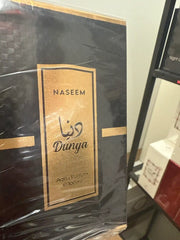 Dunya Naseem 100ml Aqua Parfum in black packaging with gold label