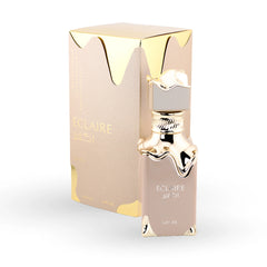 Eclaire EDP 100ml sculpted bottle in nude beige with liquid gold cap and packaging