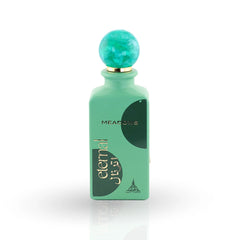 Eternal Meadows mint green bottle with emerald stone cap and packaging