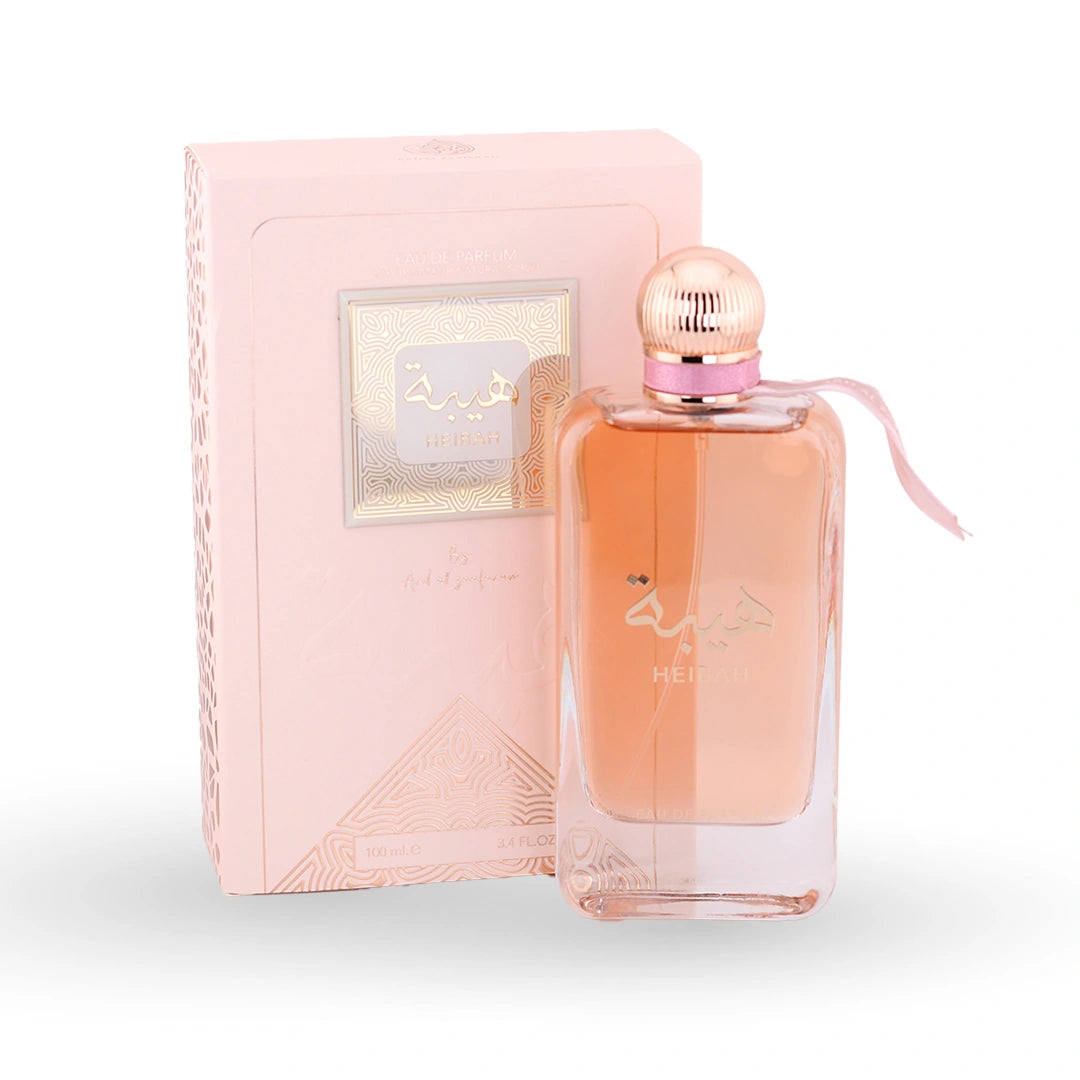 Heibah EDP with matching pink embossed packaging by Ard Al Zaafaran