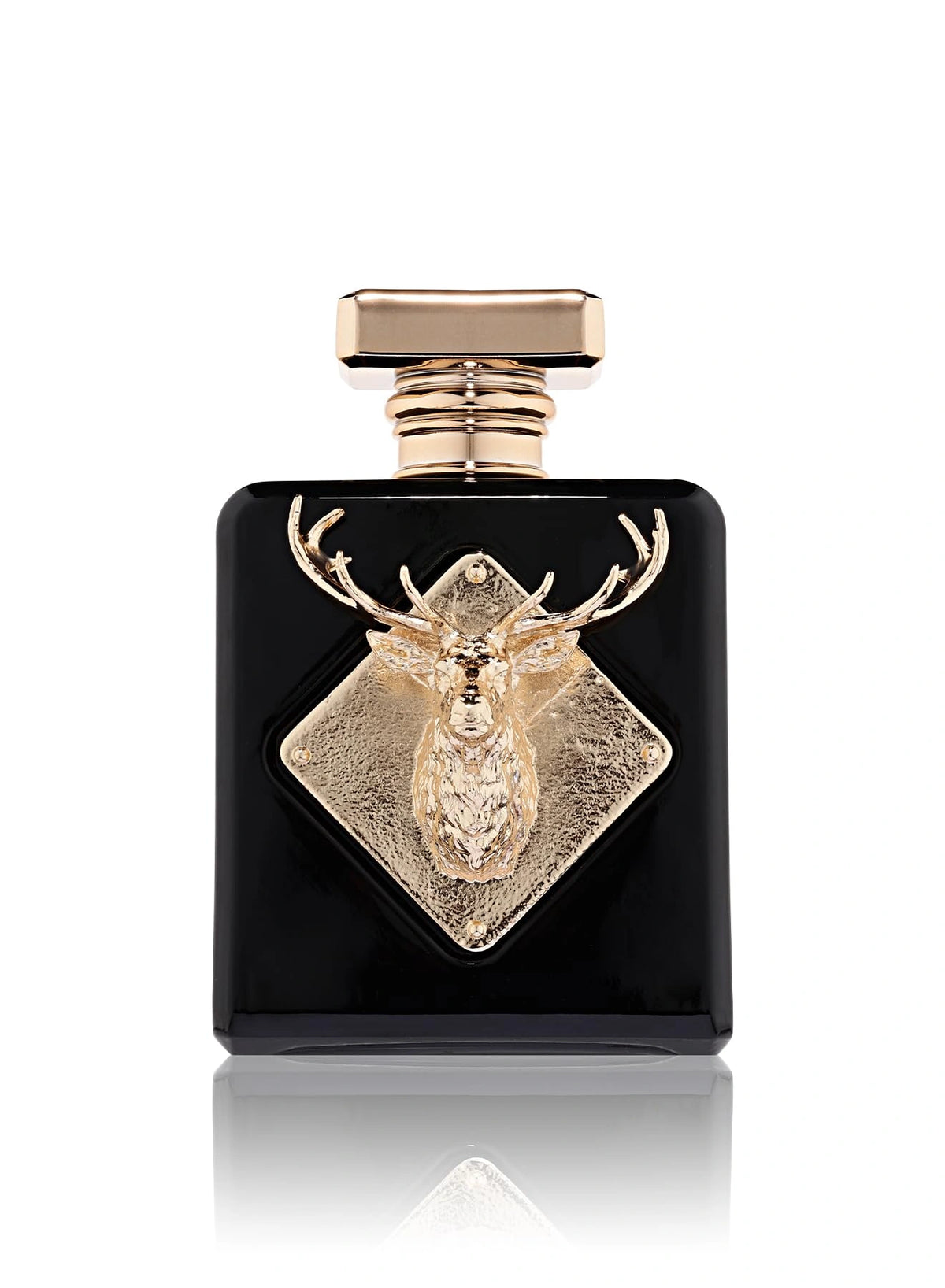 Imperial 100ml Eau de Parfum by Fragrance World with black bottle and gold stag emblem