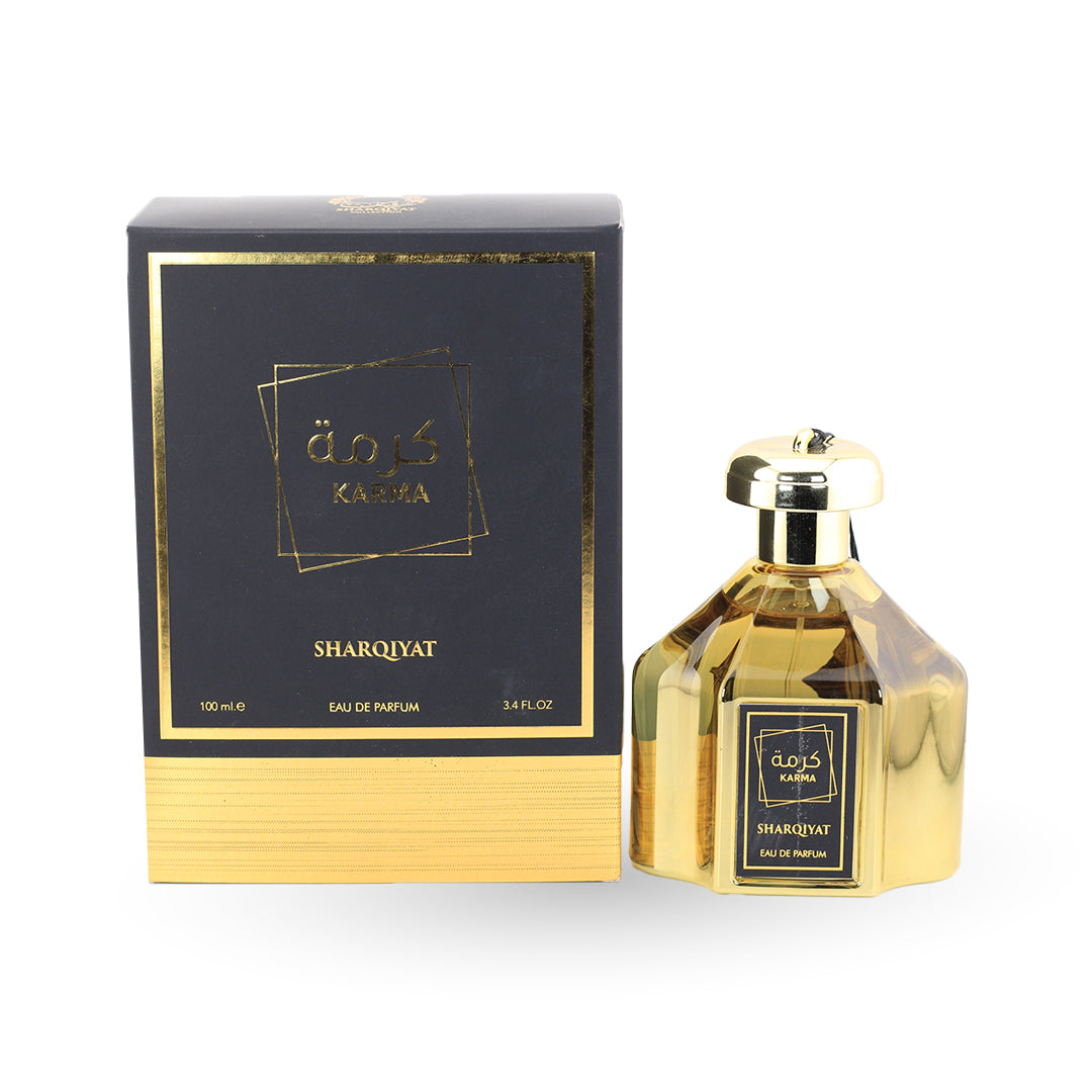 Karma 100ml by Khalis featuring an elegant blend of floral, fruity, and musk notes for a contemporary Arabian fragrance.