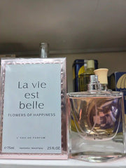 La Vie Est Belle Flowers of Happiness perfume clear bottle packaging