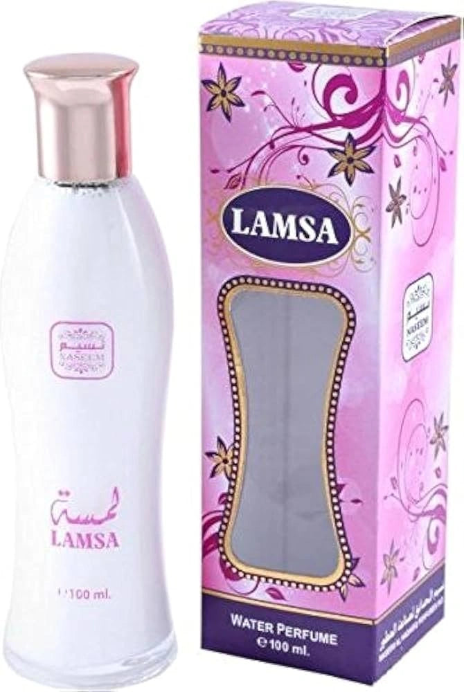 Lamsa Water Perfume 100ml by Naseem with pink floral packaging