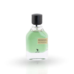Megadose Volare green eau de parfum bottle 80ml with wooden cap
