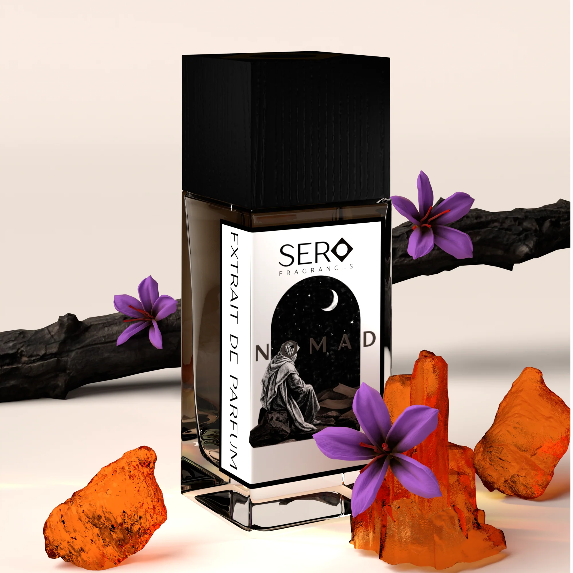 Sero Nomad parfum bottle front view, Sero Fragrances