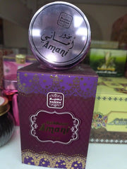 Naseem Amani Bakhoor purple packaging with Arabic script