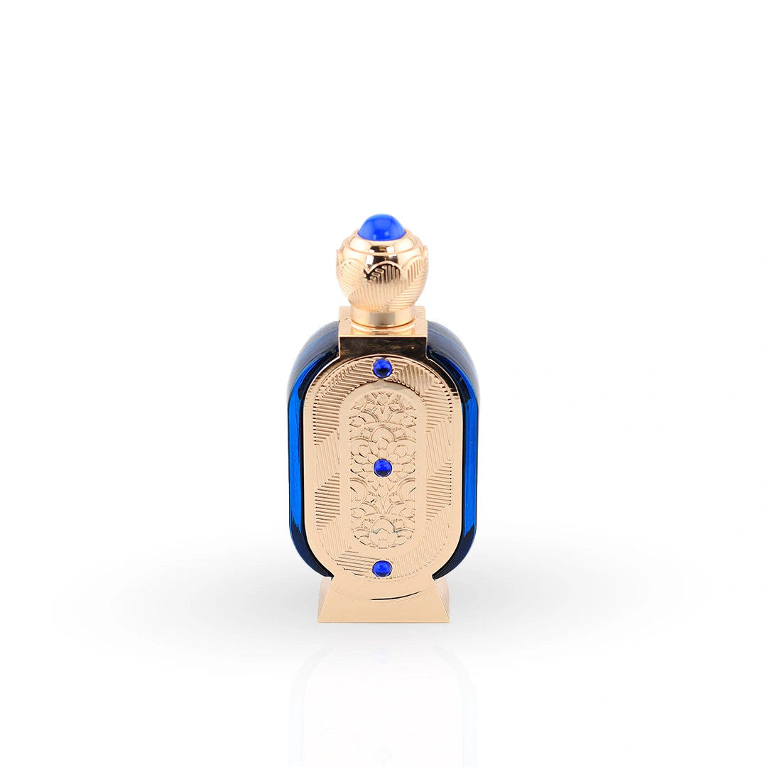 Nawal Perfume Oil 20ml ornate gold bottle with blue accents by Naseem