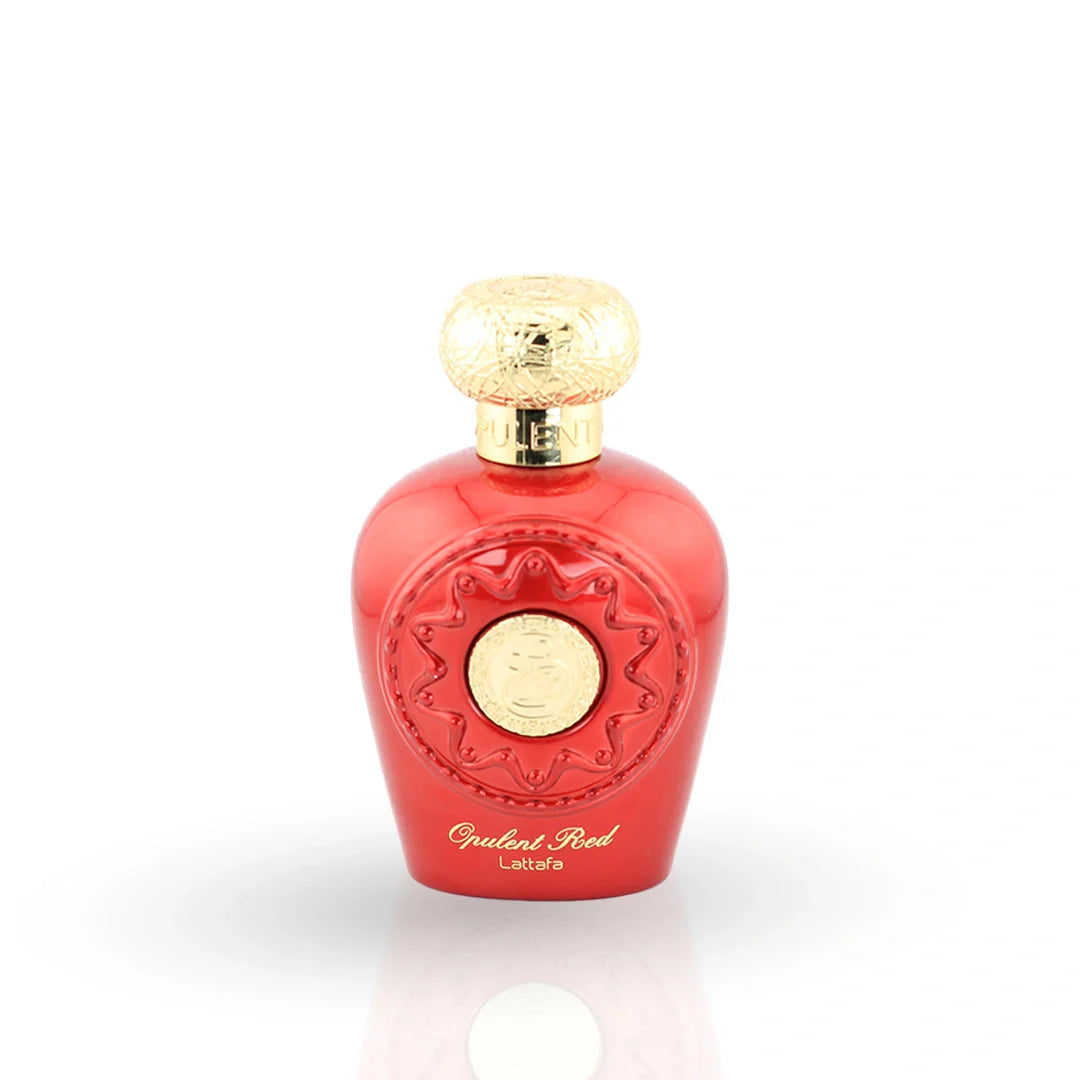 Opulent Red perfume bottle by Lattafa with red packaging