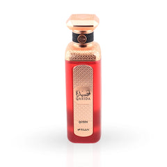 Qasida Queen 200ml perfume bottle by FAAN with red and rose-gold packaging