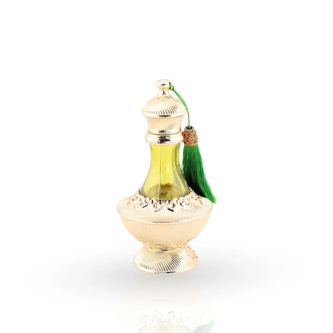Afnan Quloob perfume oil bottle with heart-patterned packaging