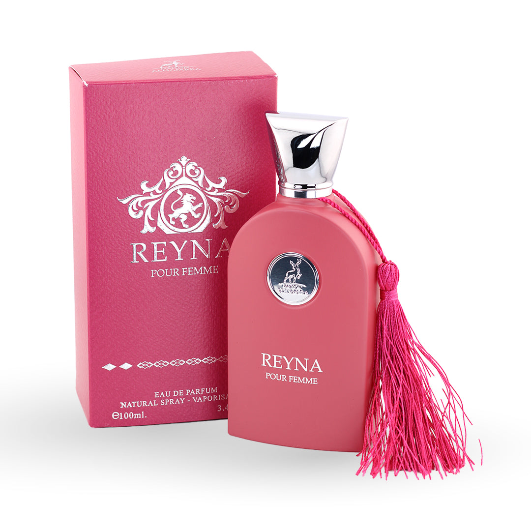 Reyna Pour Femme pink perfume bottle with box