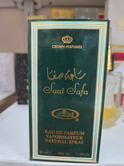 Saat Safa Crown Perfumes eau de parfum in green packaging