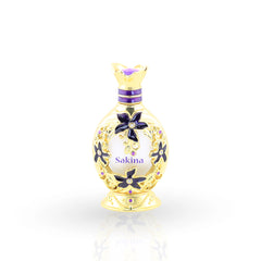Sakina Concentrated Perfume Oil 24ml ornate gold bottle with purple accents by Naseem