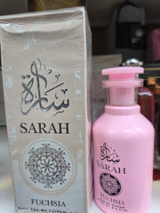 
Sarah 100ml pink perfume bottle with Arabic calligraphy by Fuchsia